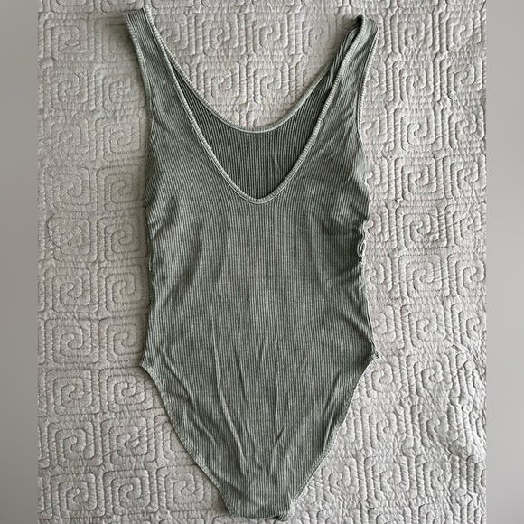 American Eagle Outfitters Sage Ribbed Bodysuit - Picture 2 of 4